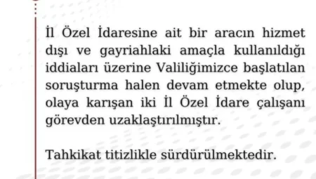 Çorum’da İl Özel İdaresine Ait Araçla İlgili İddialar Üzerine İki Personel Görevden Uzaklaştırıldı
